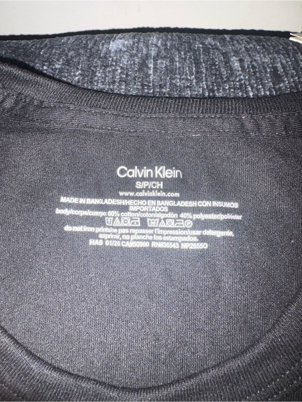 Calvin Klein Black Crew Tee with White Interior Logo Print
